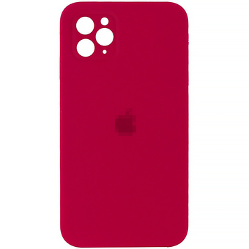 Чохол Silicone Case FULL CAMERA (square side) (на iPhone 11 pro) (Rose Red)