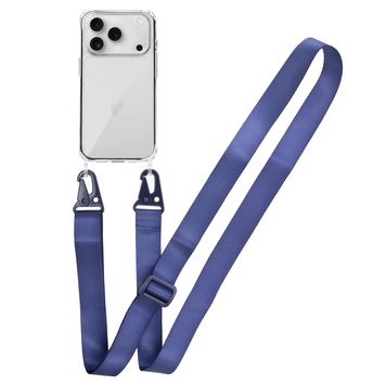 Прозрачный чехол для iPhone 17 Pro c ремешком Clear Crossbody Midnight Blue