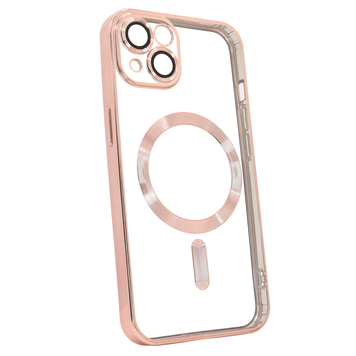 Чехол для iPhone 15 Shining with MagSafe с защитными линзами на камеру Rose Gold