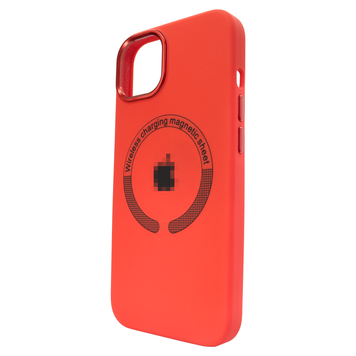 Чехол для iPhone 13 Pro Max Silicone case with MagSafe Metal Camera Red