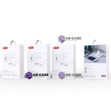 Зарядное устройство 18W (1 USB) XO L127 QC3.0 с кабелем USB - Type-C (White)