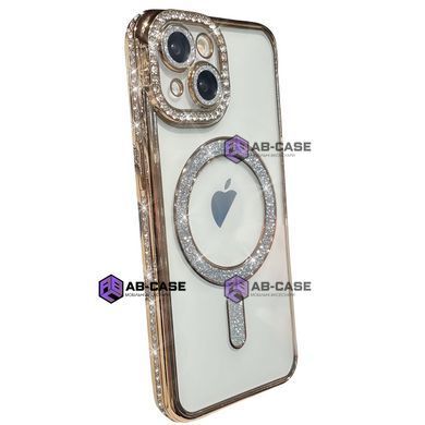 Чехол для iPhone 15 Pro Diamond Shining Case with MagSafe с защитными линзамы на камеру, Gold