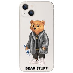 Чехол прозрачный Print Bear Stuff для iPhone 15 Plus Мишка в шубе