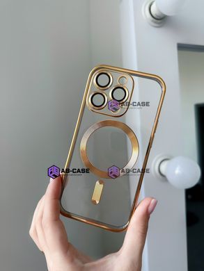 Чехол для iPhone 15 Shining with MagSafe с защитными линзами на камеру Gold