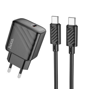 Комплект быстрой зарядки 30W (1 Type-C) Hoco CS22A Value PD с кабелем Type-C - Type-C (Black)