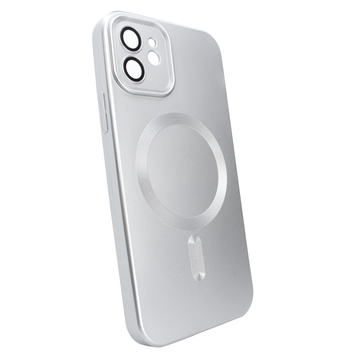 Чехол матовый Silicone with MagSafe для iPhone 11 c защитными линзами на камеру Silver