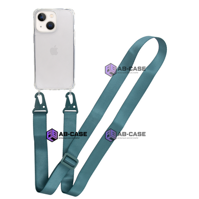 Прозрачный чехол для iPhone 15 c ремешком Clear Crossbody Forest Green