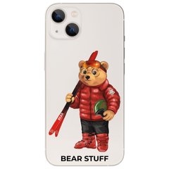 Чехол прозрачный Print Bear Stuff для iPhone 15 Plus Мишка лыжник
