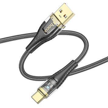Кабель HOCO (USB to Type-C) 2.4A U121 Gold Standard Transparent Discovery Edition &ndash; Black (1m)