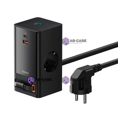 Мережевий фільтр Baseus PowerCombo Digital 65W (2xAC + 1xUSB-C + 1xUSB-A) + высувной кабель Type-C &ndash; Чёрный
