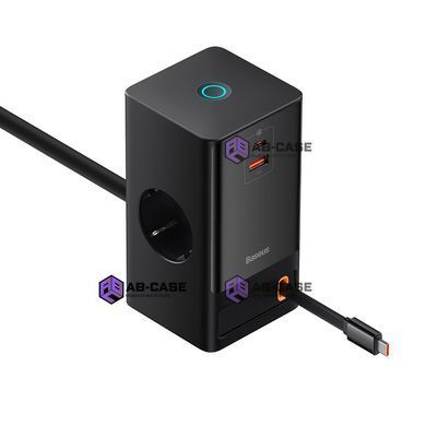 Мережевий фільтр Baseus PowerCombo Digital 65W (2xAC + 1xUSB-C + 1xUSB-A) + высувной кабель Type-C &ndash; Чёрный