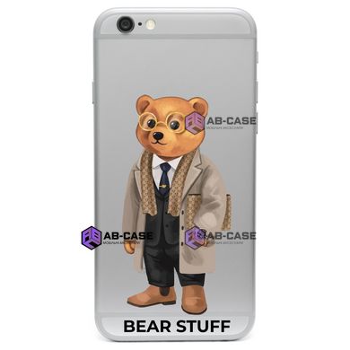 Чохол прозорий Print Bear Stuff на iPhone 6/6s Мишка в пальто