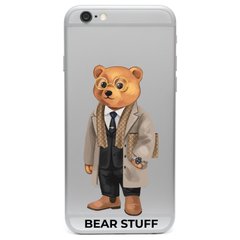 Чохол прозорий Print Bear Stuff на iPhone 6 Plus/6s Plus Мишка в пальто