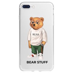 Чехол прозрачный Print Bear Stuff для iPhone 7 Plus/8 Plus Мишка в белой футболке