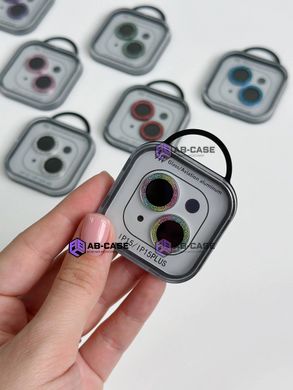 Захисні лінзи на камеру iPhone 15 Plus Metal Diamonds Lens блискучі Rainbow