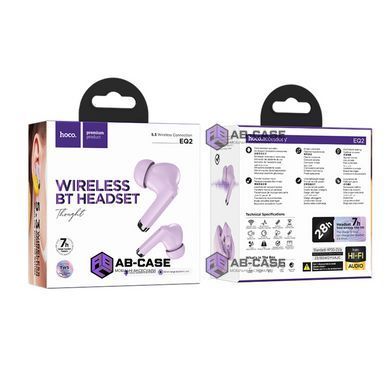 Наушники беспроводные HOCO EQ2 Thought true wireless BT5.3/7hours Purple