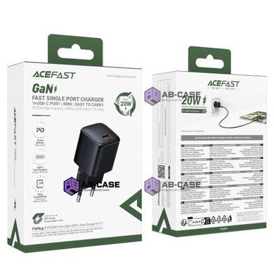 Зарядное устройство 20W (1 Type-C) ACEFAST A117 mini GaN PD+QC3.0 (Black)