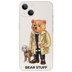 Чехол прозрачный Print Bear Stuff для iPhone 15 Plus Мишка с собакой