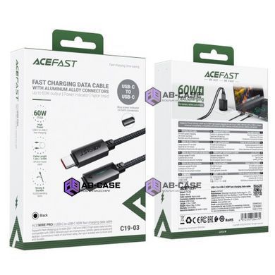 Кабель 60W (Type-C to Type-C) ACEFAST C19-03 &ndash; Black (1.2m)