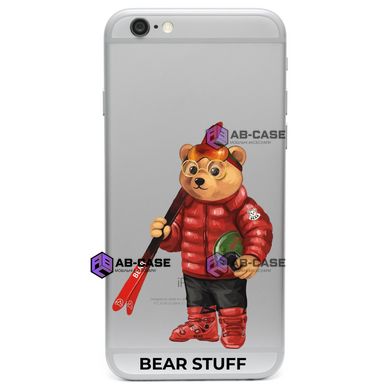 Чехол прозрачный Print Bear Stuff для iPhone 6/6s Мишка лыжник