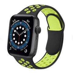 Ремінець силіконовий Nike Sport Band на Apple Watch 38|40|41mm Black-Green