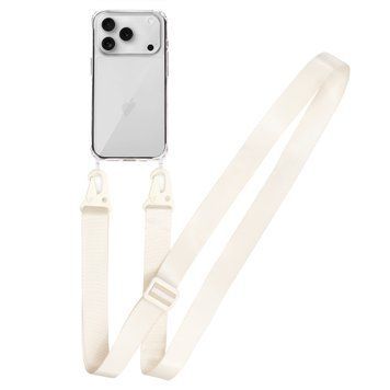 Прозрачный чехол для iPhone 17 Pro c ремешком Clear Crossbody White