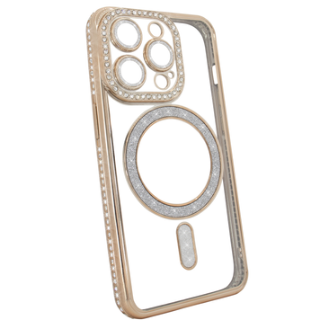 Чохол для iPhone 12 Pro Diamond Shining Case with MagSafe із захисними лінзами на камеру, Gold