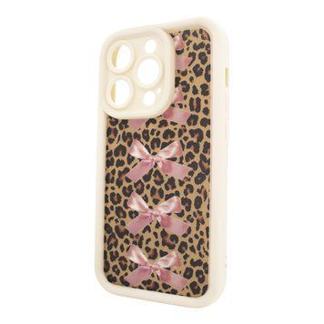 Чехол для iPhone 15 Pro Max &ndash; Pretty Things "Leopard & Bows &ndash; White"