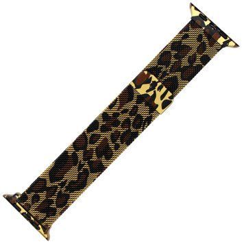 Металлический ремешок Milanese Loop Apple Watch (38mm, 40mm, 41mm, [42mm Series 10/11], Leopard Gold)