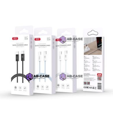 Кабель 60W (Type-C to Type-C) XO NB-Q273 woven style charging cable &ndash; White (1m)