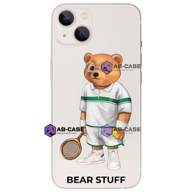 Чехол прозрачный Print Bear Stuff для iPhone 13 mini Мишка теннисист
