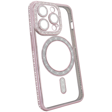 Чохол для iPhone 12 Pro Diamond Shining Case with MagSafe із захисними лінзами на камеру, Rose Gold