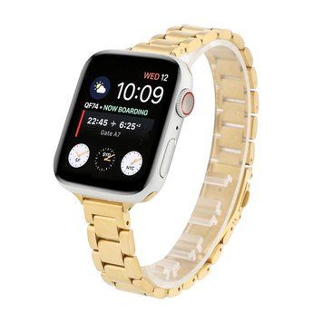 Стальной ремешок Lady Braslet 3 Beads для Apple Watch (38mm, 40mm, 41mm, [42mm Series 10/11], Gold)