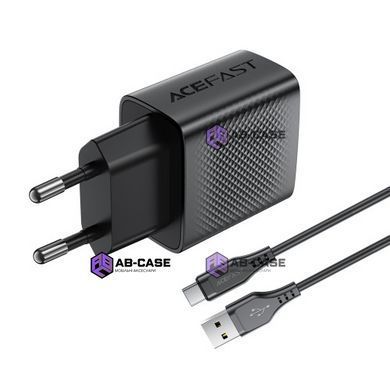 Зарядний пристрій 18W (1 USB) ACEFAST A90 GaN QC3.0 з кабелем USB - Type-C 2 м (Black)