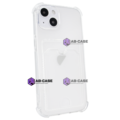 Чохол для iPhone 13 Card Holder Armored Case з карманом для картки прозрачный