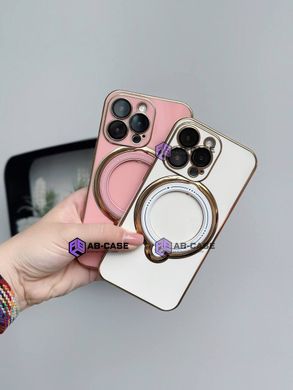 Чехол для iPhone 15 Plus Holder Glitter Shining Сase with MagSafe с подставкой и защитными линзами на камеру White