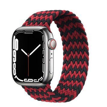 Монобраслет на Apple Watch Braided Solo Loop (Rainbow Black - Red , 42mm, 44mm, 45mm, 46mm, 49mm Xs- 130mm)