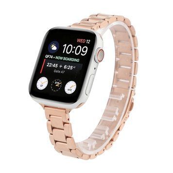 Стальной ремешок Lady Braslet 3 Beads для Apple Watch (38mm, 40mm, 41mm, [42mm Series 10/11], Rose Gold)