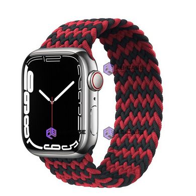 Монобраслет на Apple Watch Braided Solo Loop (Rainbow Black - Red , 42mm, 44mm, 45mm, 49mm Xs- 130mm)