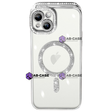 Чехол для iPhone 12 Pro Diamond Shining Case with MagSafe с защитными линзамы на камеру, Silver