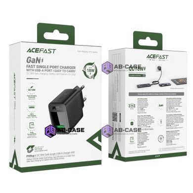 Зарядное устройство 18W (1 USB) ACEFAST A90 GaN QC3.0 (Black)