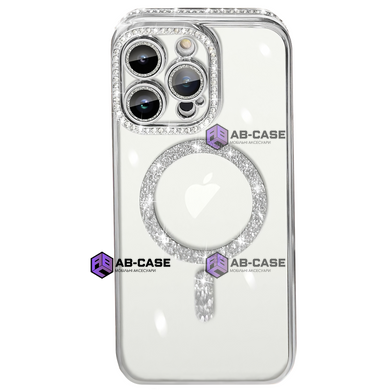 Чехол для iPhone 12 Pro Diamond Shining Case with MagSafe с защитными линзамы на камеру, Silver