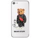 Чохол прозорий Print Bear Stuff на iPhone SE2 Мишка с кальяном