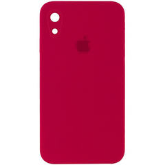 Чехол Silicone Case FULL CAMERA (square side) (для iPhone Xr) (Rose Red)