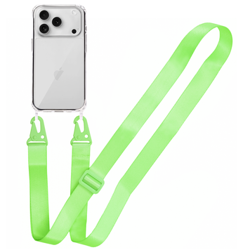 Прозрачный чехол для iPhone 17 Pro c ремешком Clear Crossbody Neon Green