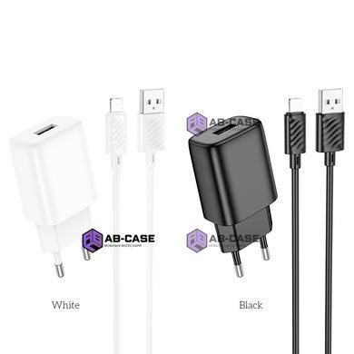 Зарядное устройство 2,4A (1 USB) Hoco C134A Solid с кабелем USB - Lightning (Black)