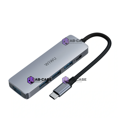 Перехідник Type-C на (USB&times;3 + Type-C PD 100W) WiWU Alpha 541BC &mdash; Grey