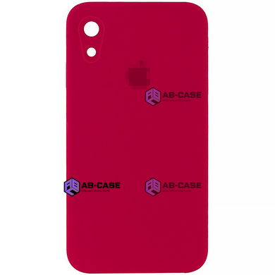 Чехол Silicone Case FULL CAMERA (square side) (для iPhone Xr) (Rose Red)