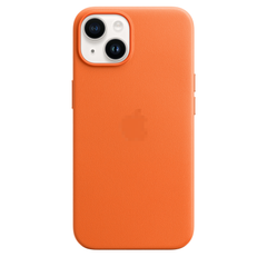 Кожаный чехол Leather Case with MagSafe Orange для iPhone 14 Plus