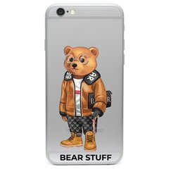 Чохол прозорий Print Bear Stuff на iPhone 6/6s Мишка в дубленке